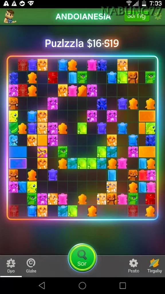 Cuplikan layar NV77 — menu navigasi